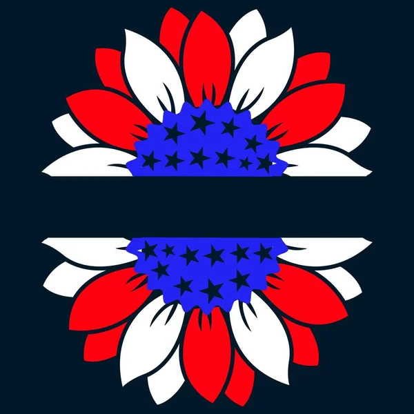 Kék Piros Fehér Virágkoszorú Fekete Virágokkal Usa Zászló Virág — Stock Fotó