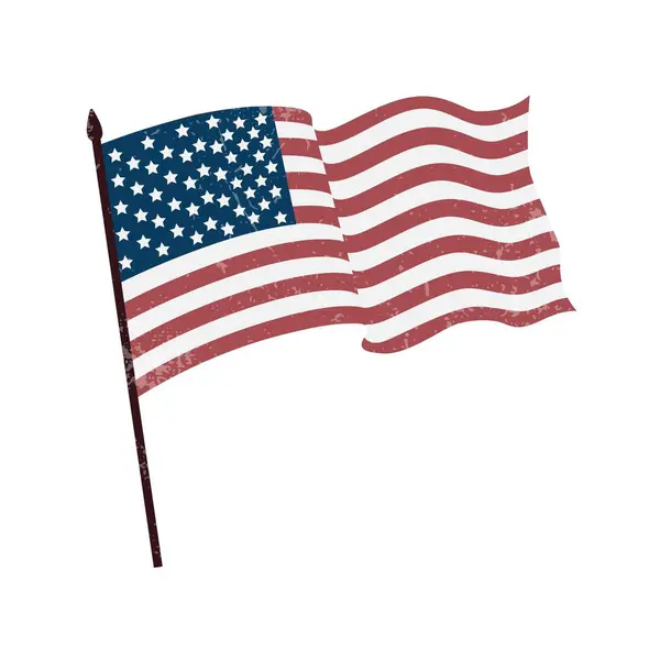 白い背景ベクトルイラストのアメリカの国旗 白いバックグラウンドのナショナルバナーで孤立したアメリカの国旗 アメリカ独立記念日 ラウンドシェイプベクター アメリカ国旗のイラスト — ストック写真