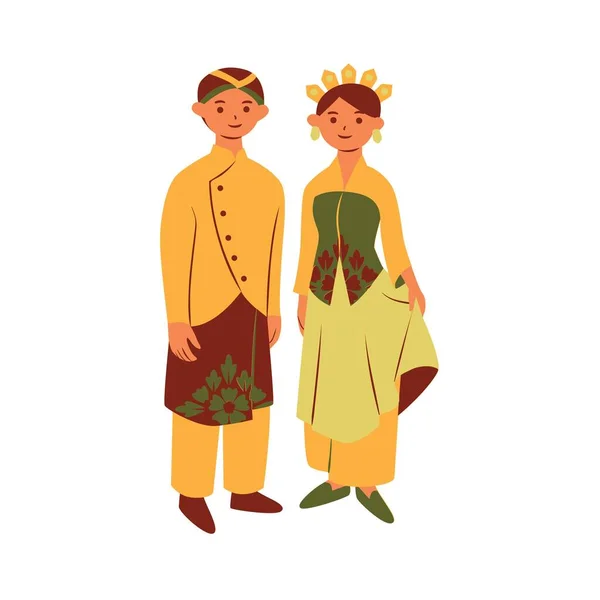 vector illustration of cartoon couple of indian people in traditional clothes