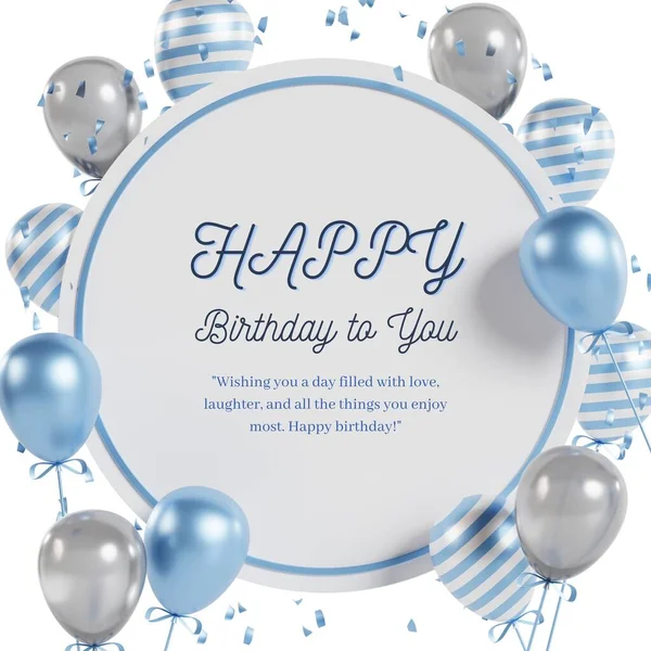 Birthday balloons vector background design. Happy birthday to you text with balloon and confetti decoration element for birth day celebration greeting card design. Vector illustration. blue and white
