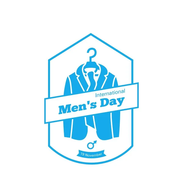 men and women \'s day icon. vector illustration. men\'s day logo, Blue color men logo.men have hat on his hand logo design. men\'s day celebration.