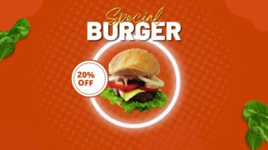 Lezzetli Gurme Burger Delight Special köfte, soğan, sebze, eritilmiş peynir, marul ve mayonez soslu büyük lezzetli bir burger. İzole edilmiş hamburger turuncu arka planda döner. Sipariş verin..
