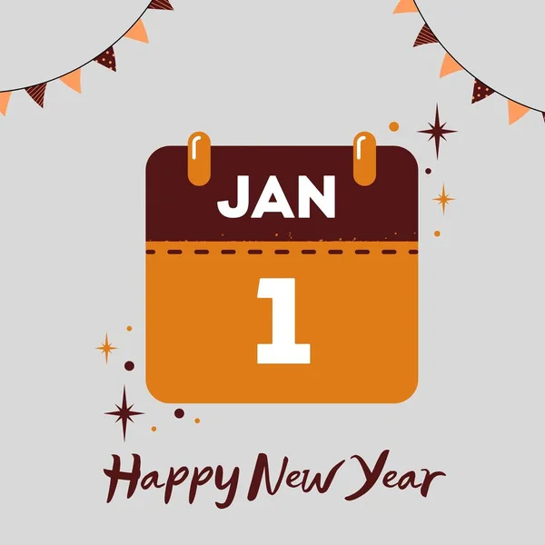 Set of calendar January 1. End of year to the beginning of New year Agenda. New Year holidays concept Vector infographic illustration.