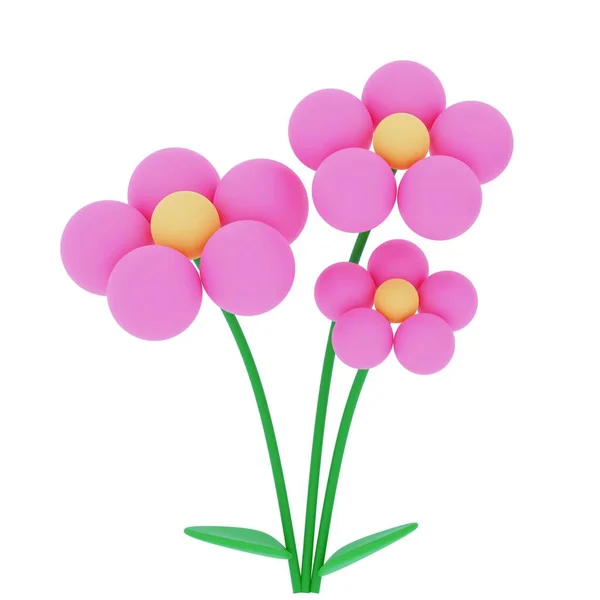 3d Tulips Flowers Set Plasticine Cartoon Style Spring Flower for Bouquet or Decoration. Vector illustration of Plastic Tulip Buds, 3d Vector Spring Pink flower. Happy Mother\'s Day, Valentine Day concept.
