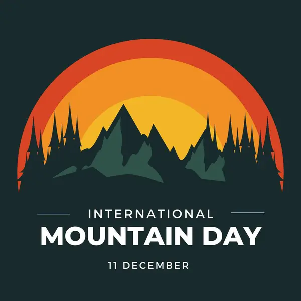 International Mountain Day Social Media Stories Cartoon Hand Drawn Templates Background Illustration. International Mountain Day. December 11. Holiday concept. Template for background, banner, card.