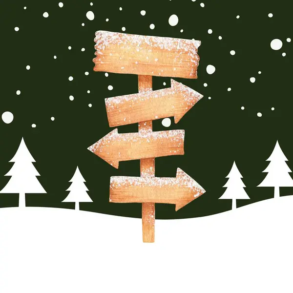 North pole signs. Christmas wooden direction arrows boards with snow background, wooden directions on christmas background. vector illustration isolated.