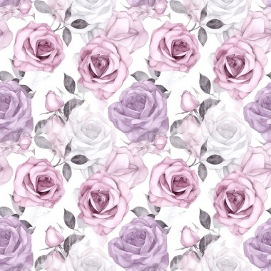 Güller - Kusursuz suluboya desenli çiçekler - ambalajlar, duvar kağıtları, düğün davetiyeleri, romantik etkinlikler için mükemmel. Çiçeksiz Yazdırma, Kusursuz Tasarım, 300 dpi, 4096x4096 Yüksek Çözünürlük