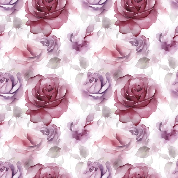 Růže Bezešvé Akvarel Vzor Květiny Ideální Pro Obaly Tapety Svatební — Stock fotografie