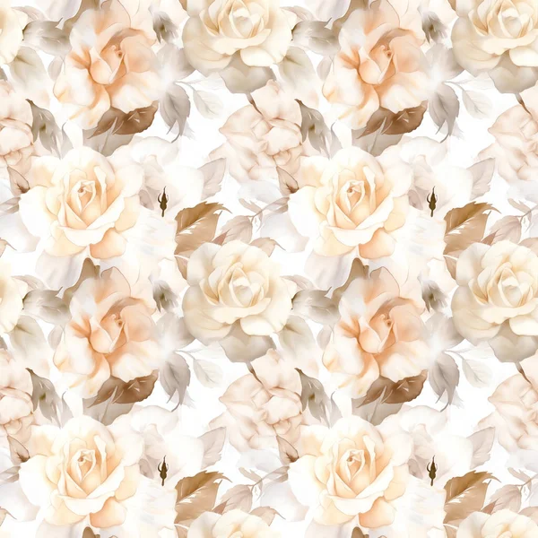 Róże Bez Szwu Wzór Akwareli Kwiaty Idealne Opakowań Tapety Zaproszenia — Zdjęcie stockowe