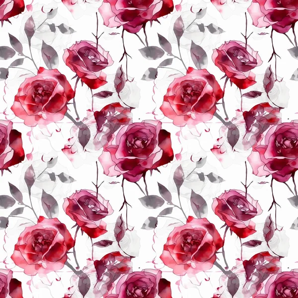 Roses Sans Couture Motif Aquarelle Fleurs Parfait Pour Les Enveloppes — Photo