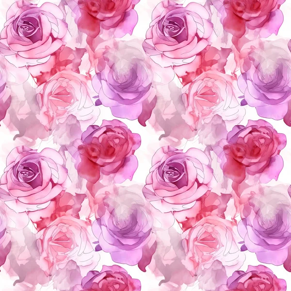 Розы Бесшовные Акварельные Узоры Цветы Идеально Подходят Оберток Обоев Свадебных — стоковое фото