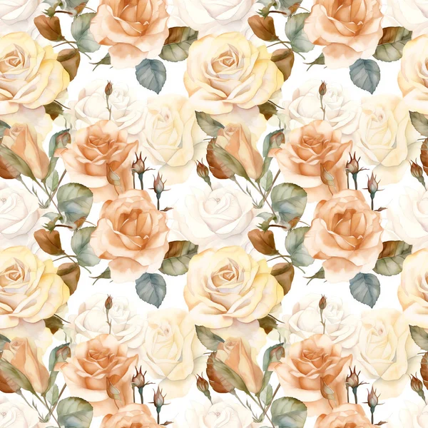 Rosen Nahtlose Aquarell Muster Blumen Perfekt Für Verpackungen Tapeten Hochzeitseinladungen — Stockfoto