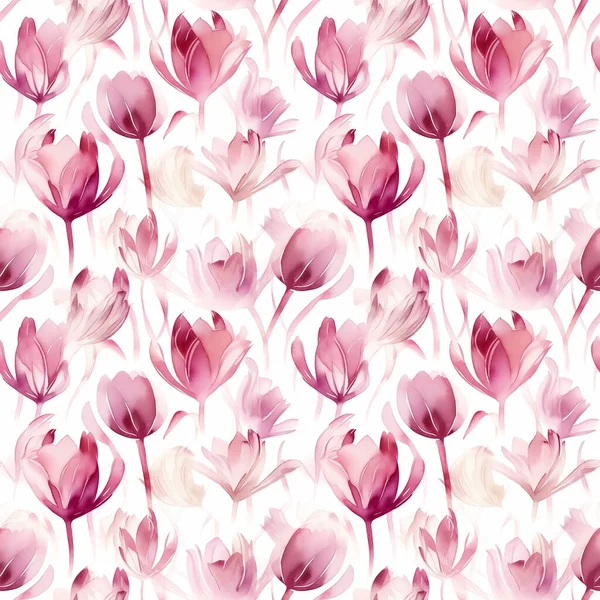 300 Dpi 4096X4096 Nagy Felbontású Nyomtatás Zökkenőmentes Akvarell Minta Virágok — Stock Fotó
