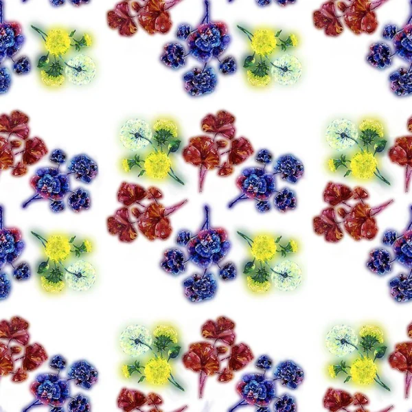 Kolorowe Piękne Kwiaty Wzór Styl Wiejski Romans Czułość Retro Świetny — Zdjęcie stockowe