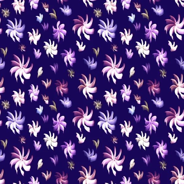 Seamless Pattern Abstraction Convex Flowers Delicate Pattern Minimalism Snowfall Snowflakes — Stock Photo, Image