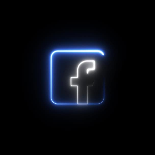 Facebook Animált Ikon Átlátszó Háttérrel Neon Symbol — Stock videók