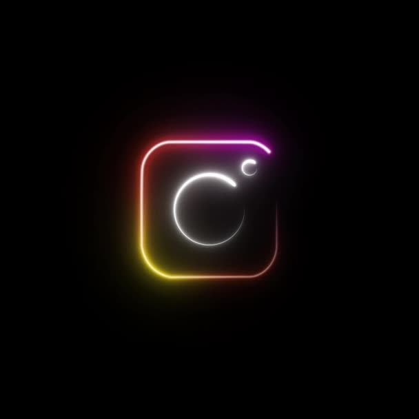 Świecący Neon Instagram Animowany Projekt Logo Przejrzystym Tle — Wideo stockowe
