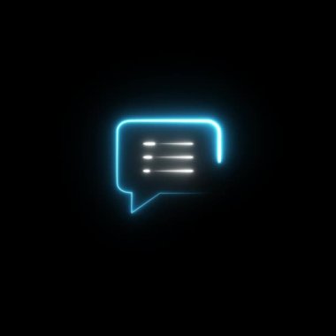 Şeffaf arkaplan ile parlayan neon yorum simgesinin canlandırması