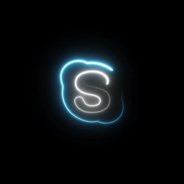 Şeffaf arkaplan neon ikon tasarımı üzerinde Skype animasyon logosu