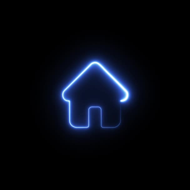 Location Icona Animata Home Icona Stile Neon Trasparente — Video Stock