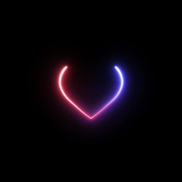 Jak Ikona Neonowym Stylu Przezroczystym Tle Animowane Logo Serca — Wideo stockowe