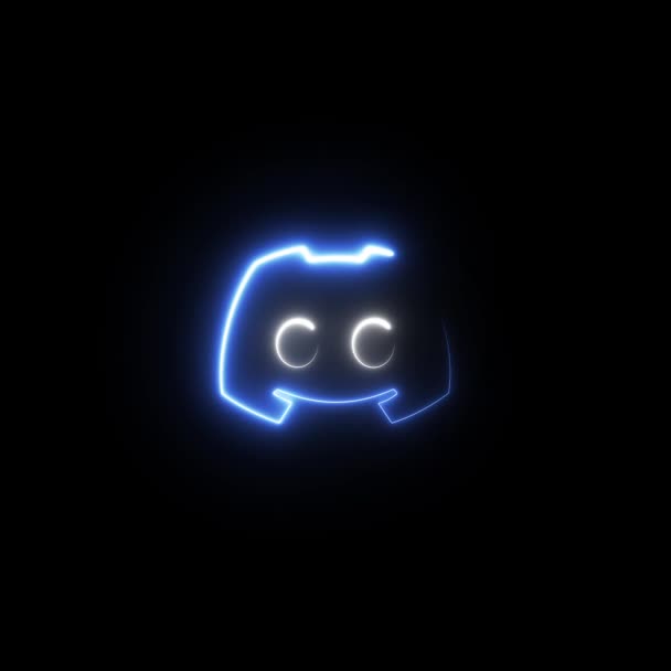 Discord Animated Icon Neon Style Transparent Background — стокове відео