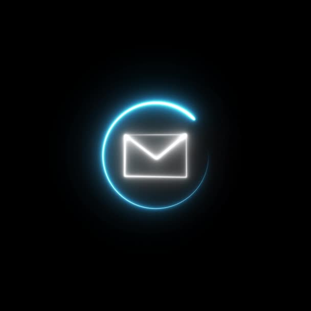 Animiertes Mail Symbol Auf Transparentem Hintergrund Neon Stil — Stockvideo
