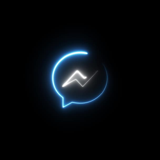 Neon Style Facebook Messenger Иконка Анимированный Логотип — стоковое видео
