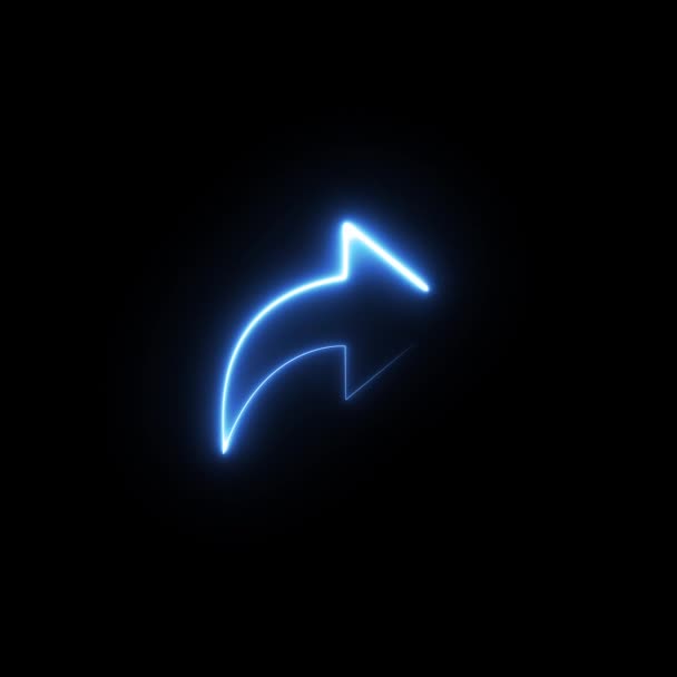 Flecha Azul Neón Animado Compartir Icono Transparente — Vídeos de Stock