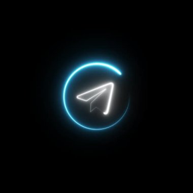 Şeffaf simge tasarımı üzerine animasyon neon telgraf logosu