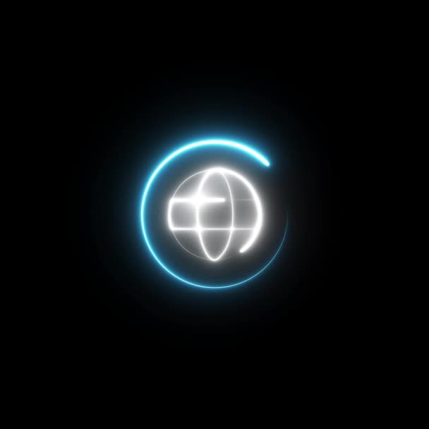 Веб Ікона Анімуванням Неонового Світла Прозорий — стокове відео