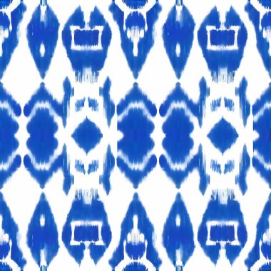 Beyaz arka planda mavi ördek. Endonezya ve diğer Asya ülkelerindeki kumaşlarda geleneksel soyut sanat kusursuz desen