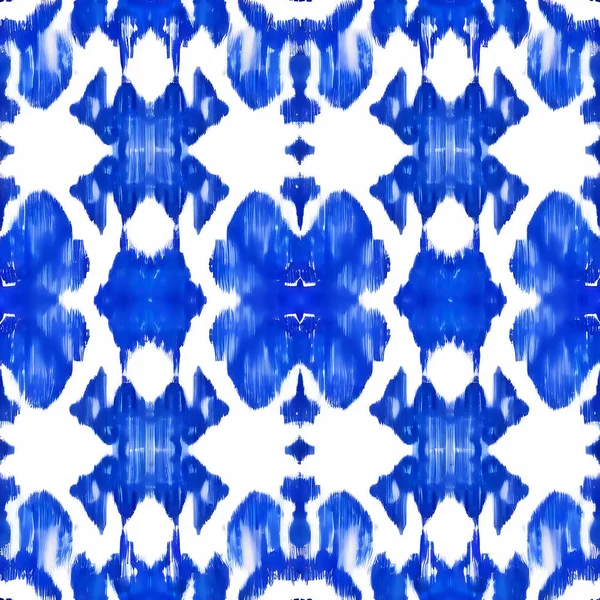 Синій Ікат Білому Тлі Традиційне Абстрактне Мистецтво Тканині Індонезії Інших — стокове фото