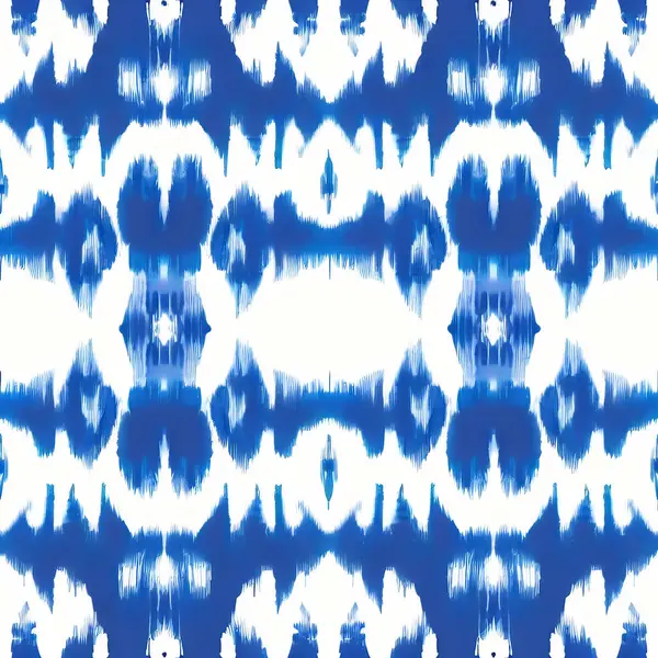 Синій Ікат Білому Тлі Традиційне Абстрактне Мистецтво Тканині Індонезії Інших — стокове фото