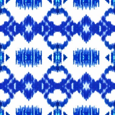 Beyaz arka planda mavi ördek. Endonezya ve diğer Asya ülkelerindeki kumaşlarda geleneksel soyut sanat kusursuz desen