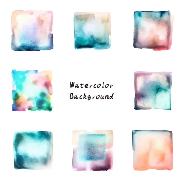 stock vector Watercolor square set. Hand painted vector illustration. Watercolor geometric shapes.