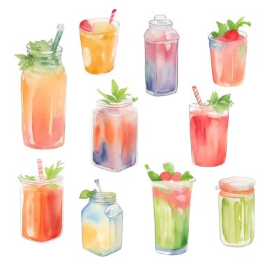 Suluboya yaz suyu. El çizimi resimleme beyaz arkaplanda izole edildi