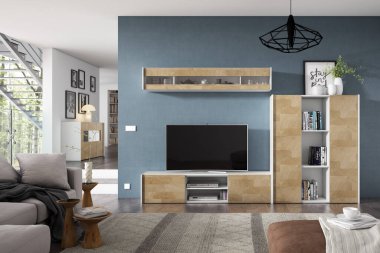 Modern parlak iç mekan daire 3 boyutlu resimleme