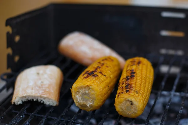 Cooking Corn Cob Grill House Holiday — Stock Photo, Image