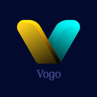 Vogo a V Letter Logosu Modern Soyut Tasarım Mark. Vektör illüstrasyonu