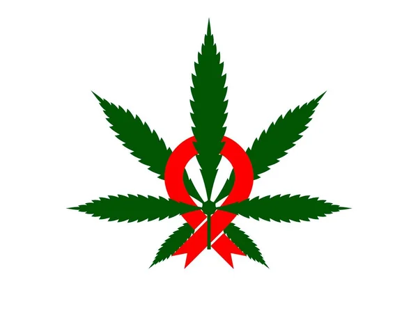 Kannabisz Piros Szalaggal Belül — Stock Vector
