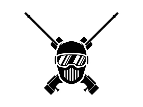 Máscara Soldado Com Rifle Atirador Cruzado — Vetor de Stock