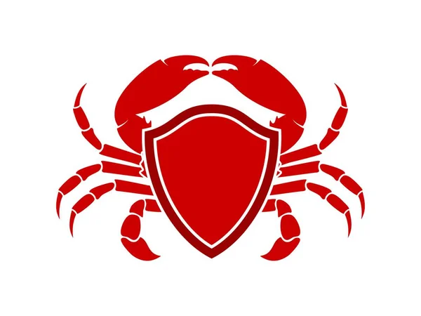 Rote Krabbe Mit Schild Inneren — Stockvektor