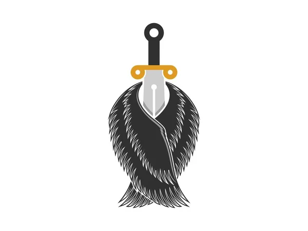 Adlerflügel Mit Soldatenschwert — Stockvektor