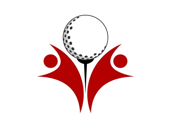 Golfboll Med Två Glada Människor — Stock vektor
