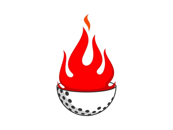 Halber Golfball Mit Feuer Inneren — Stockvektor