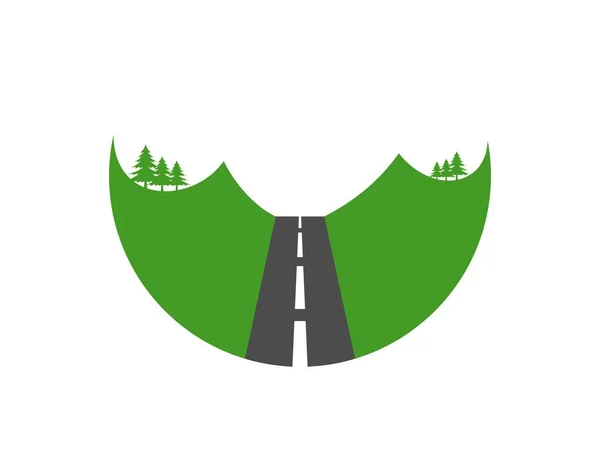 Circular Shape Mountain Landscape Road Stock Vector