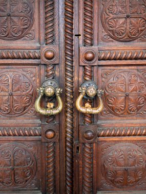 Eski Prag, Czech Cumhuriyeti 'ndeki Aziz Mary Kilisesi' nin kapısı.