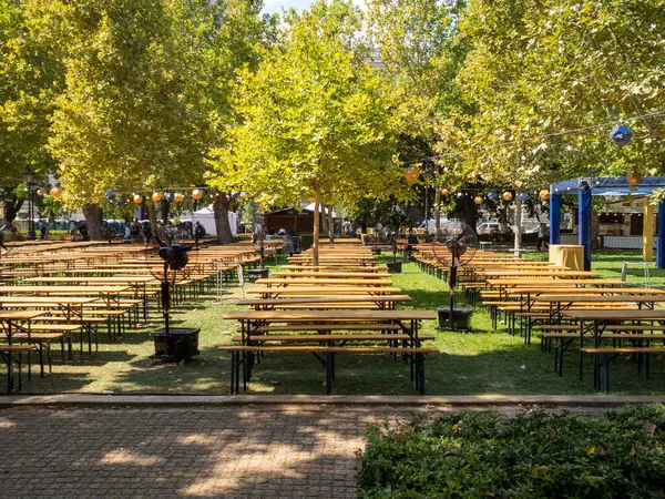 Şehrin sonbahar parkı.