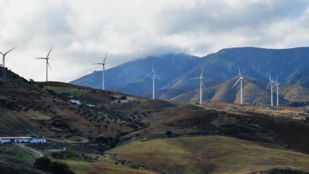 Zrównoważona Symfonia Młyn Powietrzny Przekształca Wiatr Odnawialną Energię Elektryczną — Wideo stockowe
